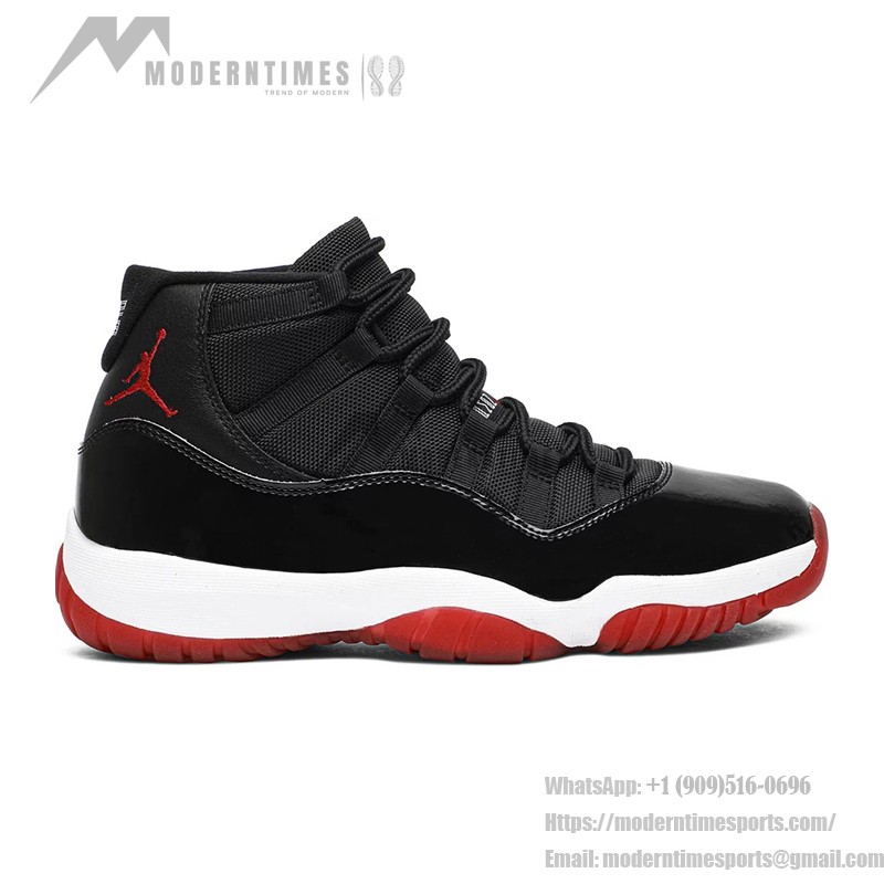 Air Jordan 11 Retro 'Bred' 378037-061 - Black and Red Sneakers with Patent Leather Finish