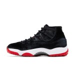 Air Jordan 11 Retro Bred Velvet DB5457-061 Black Velvet Sneakers with Red Accents and White Midsole