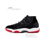Air Jordan 11 Retro Bred Velvet DB5457-061 - Black Velvet Sneakers with Red Accents & White Midsole