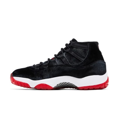 Air Jordan 11 Retro Bred Velvet DB5457-061 - Black Velvet Sneakers with Red Accents & White Midsole