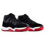 Air Jordan 11 Retro Bred Velvet DB5457-061 Black Velvet Sneakers with Red Accents and White Midsole