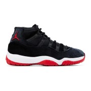 Air Jordan 11 Retro Bred Velvet DB5457-061 - Black Velvet Sneakers with Red Accents & White Midsole