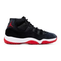 Air Jordan 11 Retro Bred Velvet DB5457-061 - Black Velvet Sneakers with Red Accents & White Midsole