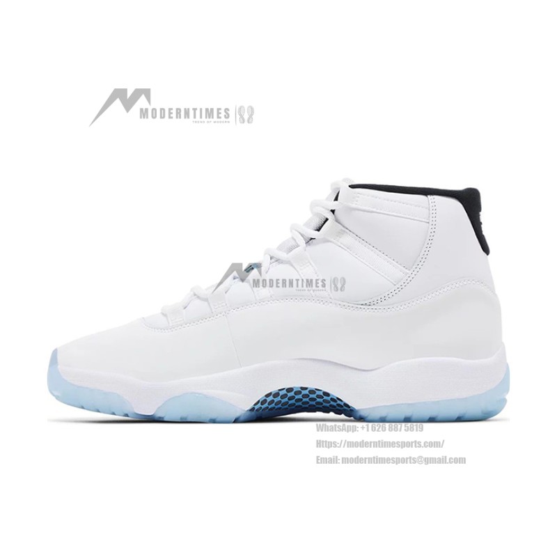 Air Jordan 11 Retro 'Legend Blue' CT8012-104 White Sneakers with Icy Blue Outsole and Black Collar