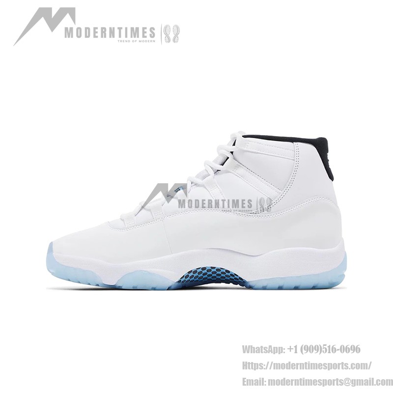 Air Jordan 11 Retro 'Legend Blue' CT8012-104 White Sneakers with Icy Blue Outsole and Black Collar