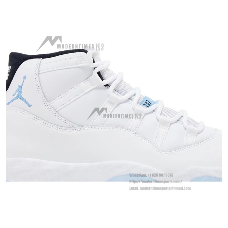 Air Jordan 11 Retro 'Legend Blue' CT8012-104 White Sneakers with Icy Blue Outsole and Black Collar