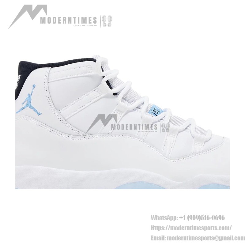 Air Jordan 11 Retro 'Legend Blue' CT8012-104 White Sneakers with Icy Blue Outsole and Black Collar