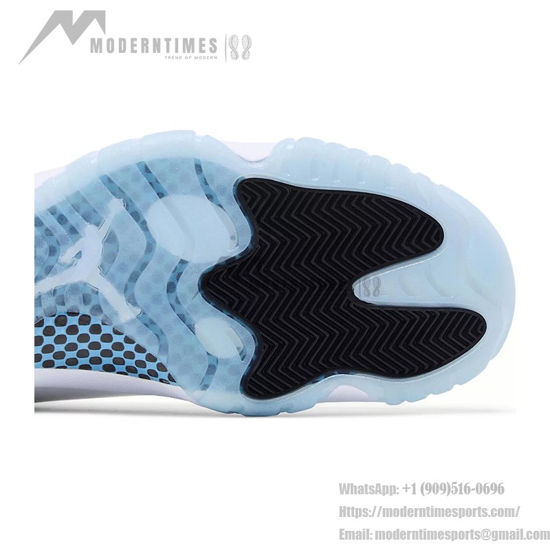 Air Jordan 11 Retro 'Legend Blue' CT8012-104 White Sneakers with Icy Blue Outsole and Black Collar