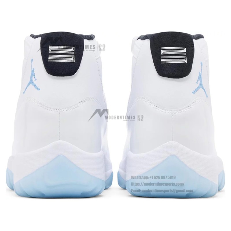 Air Jordan 11 Retro 'Legend Blue' CT8012-104 White Sneakers with Icy Blue Outsole and Black Collar