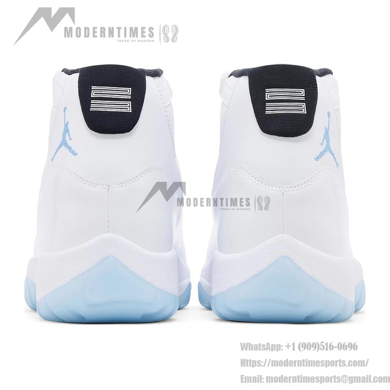 Air Jordan 11 Retro 'Legend Blue' CT8012-104 White Sneakers with Icy Blue Outsole and Black Collar