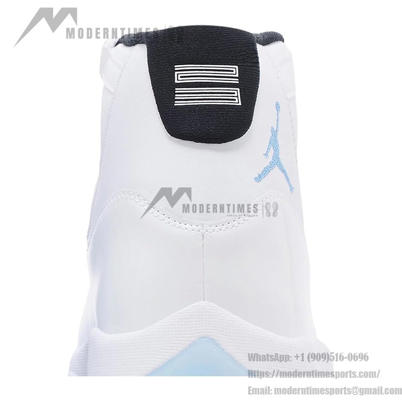 Air Jordan 11 Retro 'Legend Blue' CT8012-104 White Sneakers with Icy Blue Outsole and Black Collar