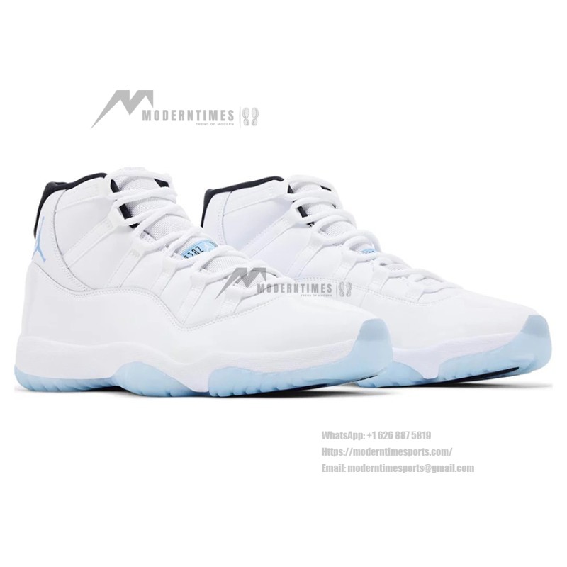 Air Jordan 11 Retro 'Legend Blue' CT8012-104 White Sneakers with Icy Blue Outsole and Black Collar