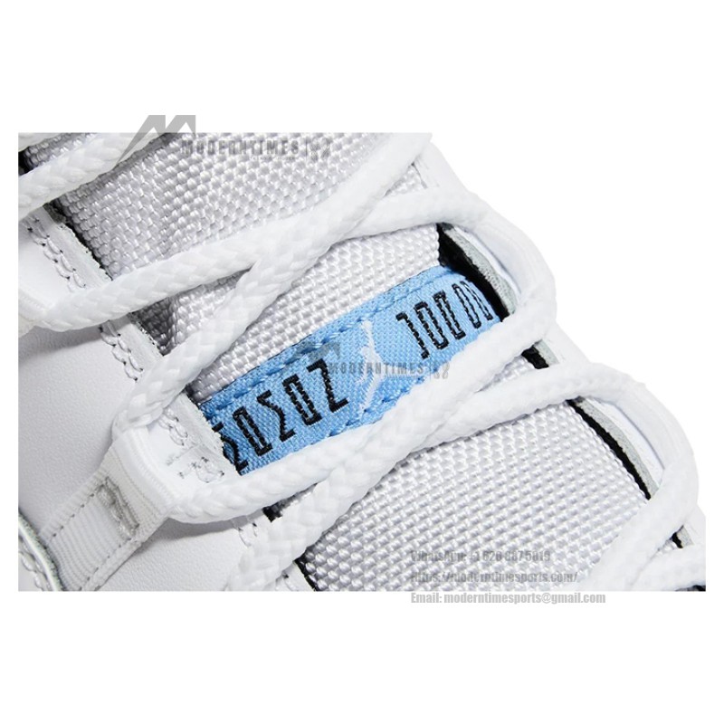 Air Jordan 11 Retro 'Legend Blue' CT8012-104 White Sneakers with Icy Blue Outsole and Black Collar