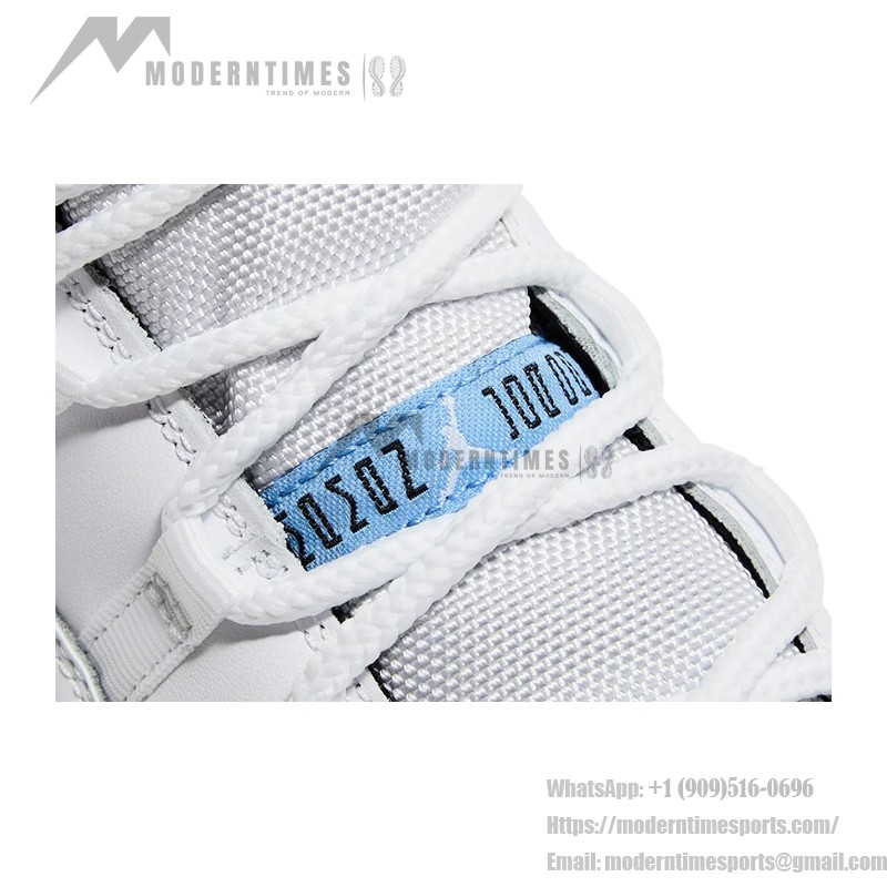 Air Jordan 11 Retro 'Legend Blue' CT8012-104 White Sneakers with Icy Blue Outsole and Black Collar