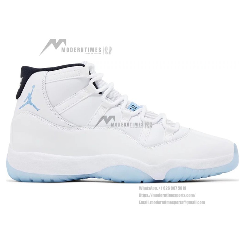 Air Jordan 11 Retro 'Legend Blue' CT8012-104 White Sneakers with Icy Blue Outsole and Black Collar