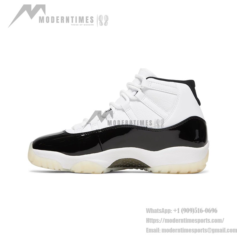 Air Jordan 11 Retro 'DMP' CT8012-170 Weiße und Schwarze Sneaker mit Goldenem Jumpman-Logo und Milchiger Außensohle