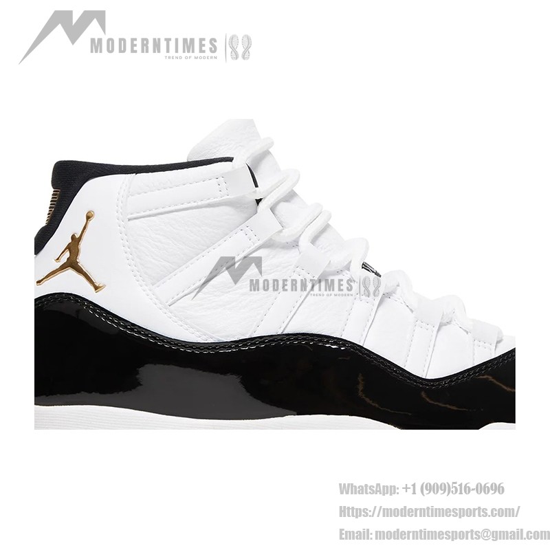 Air Jordan 11 Retro 'DMP' CT8012-170 White and Black Sneakers with Gold Jumpman Logo and Milky Outsole