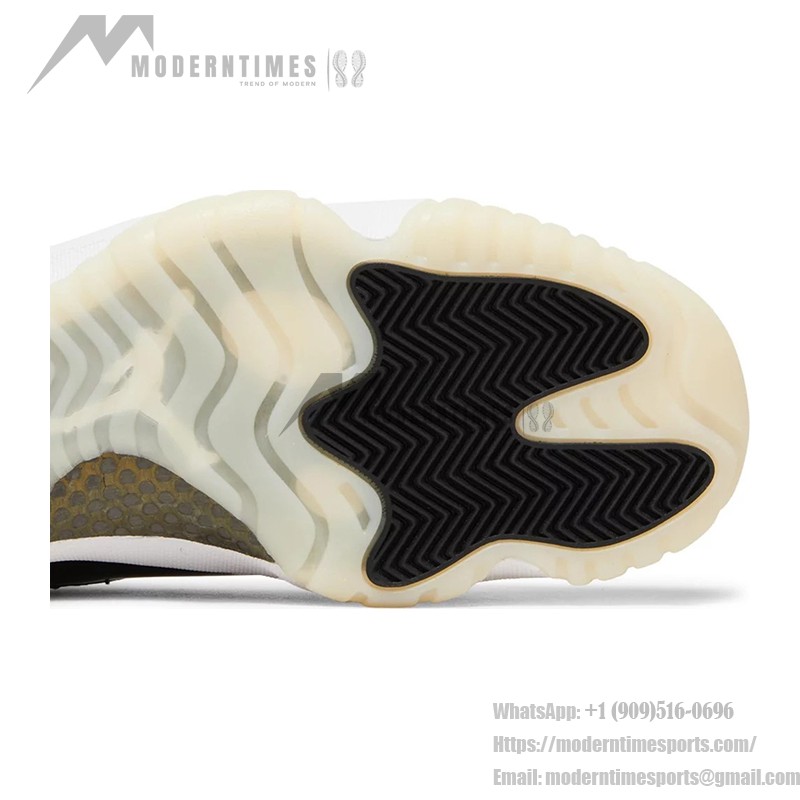 Air Jordan 11 Retro 'DMP' CT8012-170 White and Black Sneakers with Gold Jumpman Logo and Milky Outsole