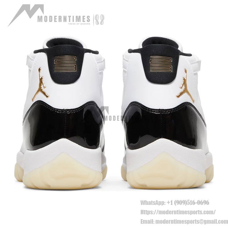 Air Jordan 11 Retro 'DMP' CT8012-170 White and Black Sneakers with Gold Jumpman Logo and Milky Outsole