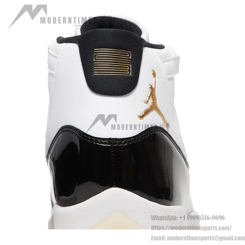 Air Jordan 11 Retro 'DMP' CT8012-170 White and Black Sneakers with Gold Jumpman Logo and Milky Outsole