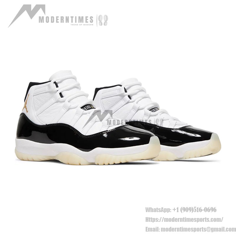 Air Jordan 11 Retro 'DMP' CT8012-170 White and Black Sneakers with Gold Jumpman Logo and Milky Outsole