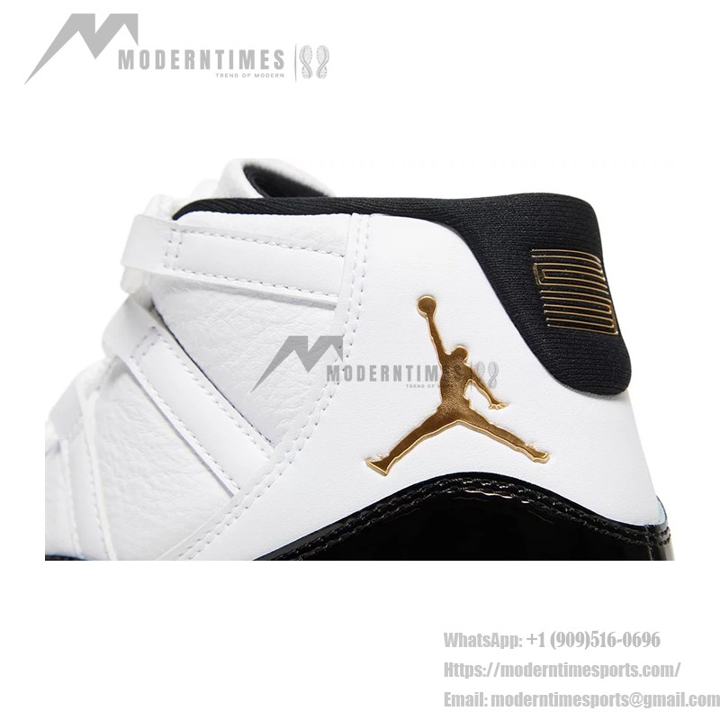 Air Jordan 11 Retro 'DMP' CT8012-170 White and Black Sneakers with Gold Jumpman Logo and Milky Outsole