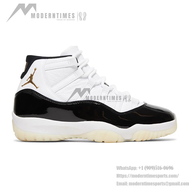 Air Jordan 11 Retro 'DMP' CT8012-170 Weiße und Schwarze Sneaker mit Goldenem Jumpman-Logo und Milchiger Außensohle