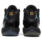 Air Jordan 11 ‘Gamma Blue’ 378038-006 - Black Patent Leather Sneakers with Gamma Blue and Yellow Accents