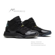 Air Jordan 11 ‘Gamma Blue’ 378038-006 - Black Patent Leather Sneakers with Gamma Blue & Yellow Accents