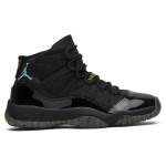 Air Jordan 11 ‘Gamma Blue’ 378038-006 - Black Patent Leather Sneakers with Gamma Blue and Yellow Accents