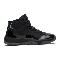 Air Jordan 11 ‘Gamma Blue’ 378038-006 - Black Patent Leather Sneakers with Gamma Blue & Yellow Accents