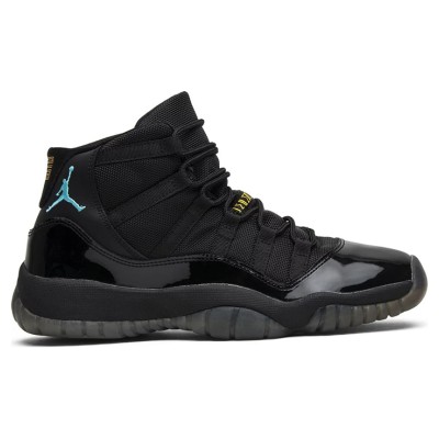 Air Jordan 11 ‘Gamma Blue’ 378038-006 - Black Patent Leather Sneakers with Gamma Blue & Yellow Accents