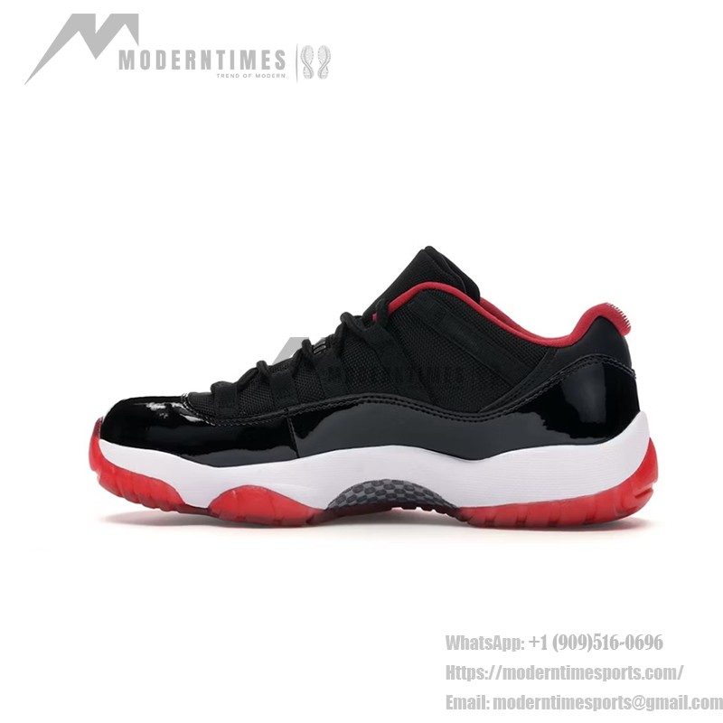 Air Jordan 11 Low 'Bred' 528896-012 – Black and Red Sneakers with Patent Leather Finish