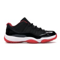 Air Jordan 11 Low 'Bred' 528896-012 – Classic Black & Red Low-Top Sneakers with Patent Leather Shine