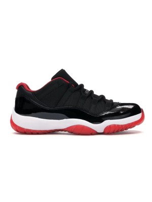 Air Jordan 11 Low 'Bred' 528896-012 – Classic Black & Red Low-Top Sneakers with Patent Leather Shine