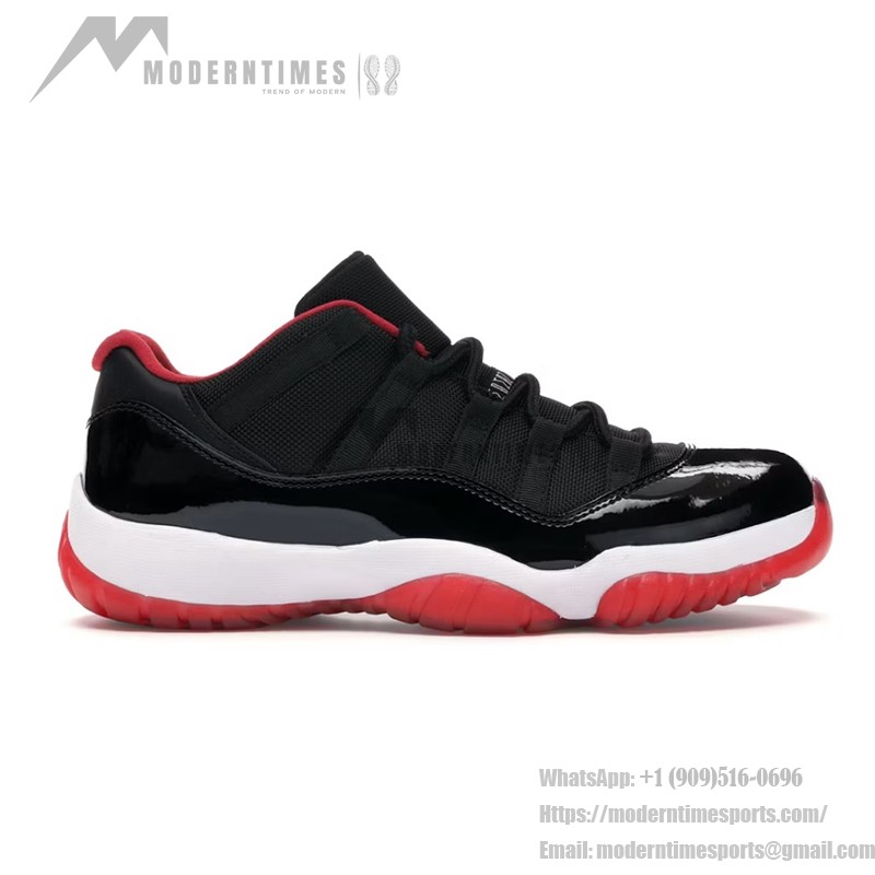 Air Jordan 11 Low 'Bred' 528896-012 – Black and Red Sneakers with Patent Leather Finish