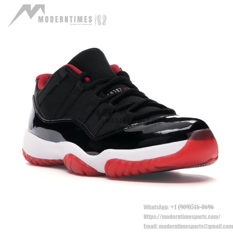 Air Jordan 11 Low 'Bred' 528896-012 – Black and Red Sneakers with Patent Leather Finish