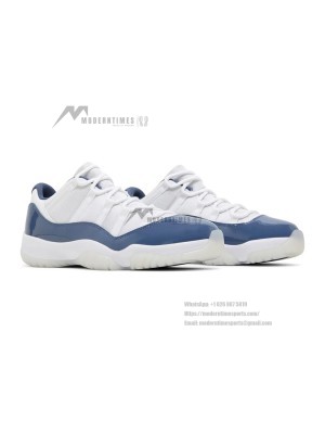 Air Jordan 11 Low 'Cement Grey' FV5104-104 - Stylish White & Grey Patent Leather Sneaker with Icy Outsole