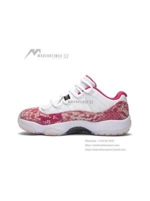 Air Jordan 11 Low 'Pink Snakeskin' AH7860-106 - Stylish White & Pink Sneaker with Snakeskin Texture and Icy Outsole