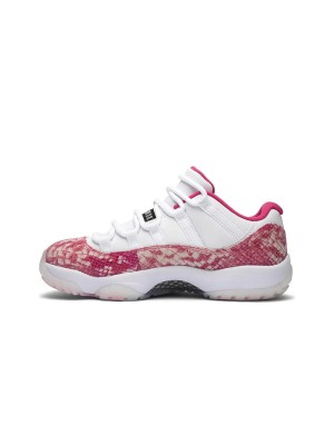 Air Jordan 11 Low 'Pink Snakeskin' AH7860-106 - Stilvolle Weiße & Rosa Sneaker mit Schlangenledertextur und Eisiger Sohle