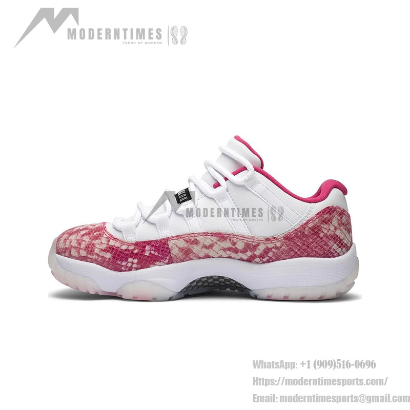 Air Jordan 11 Low 'Pink Snakeskin' AH7860-106 - White & Pink Sneaker with Snakeskin Texture and Icy Outsole