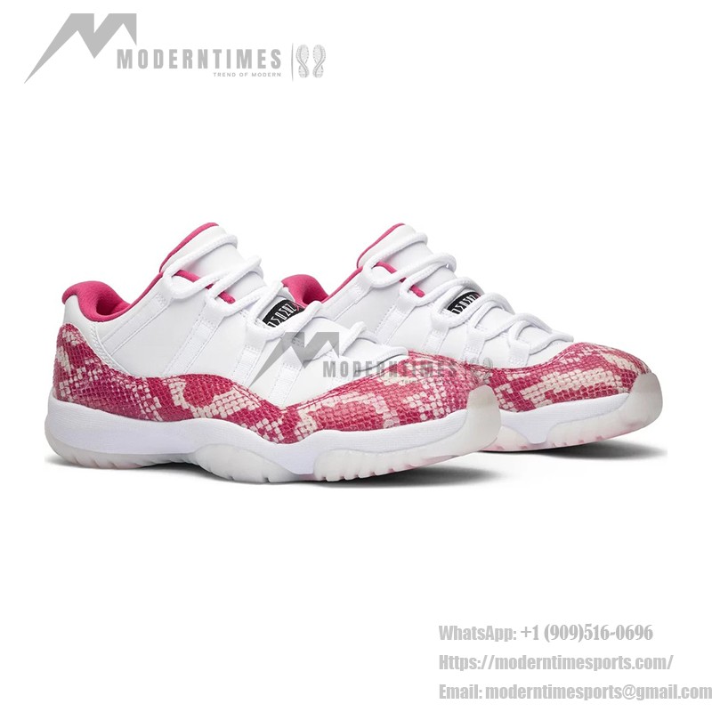 Air Jordan 11 Low 'Pink Snakeskin' AH7860-106 - White & Pink Sneaker with Snakeskin Texture and Icy Outsole