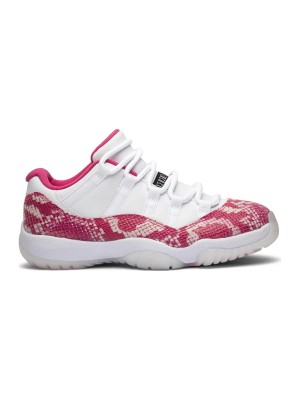 Air Jordan 11 Low 'Pink Snakeskin' AH7860-106 - Stilvolle Weiße & Rosa Sneaker mit Schlangenledertextur und Eisiger Sohle