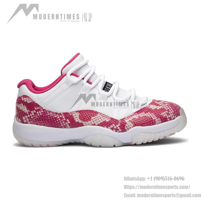 Air Jordan 11 Low 'Pink Snakeskin' AH7860-106 - White & Pink Sneaker with Snakeskin Texture and Icy Outsole