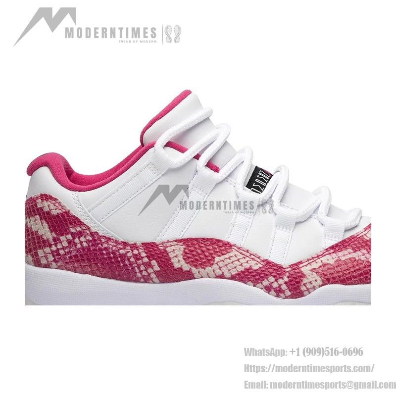 Air Jordan 11 Low 'Pink Snakeskin' AH7860-106 - White & Pink Sneaker with Snakeskin Texture and Icy Outsole