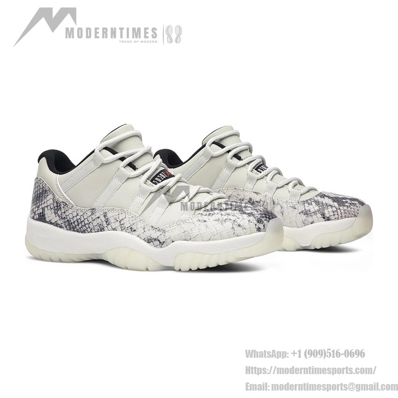 プレミアムスネークスキンディテールを備えたAir Jordan 11 Low Light Bone Snakeskin CD6846-002