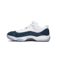 Air Jordan 11 Low "Navy Snakeskin" CD6846-102 - Premium White and Navy Sneaker with Bold Snakeskin Detailing and Icy Sole