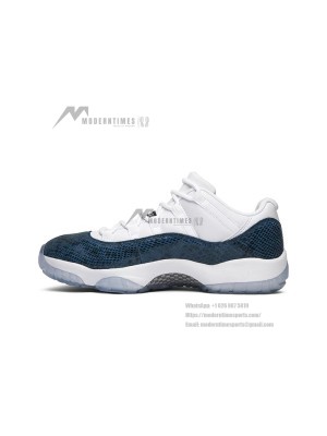 Air Jordan 11 Low "Navy Snakeskin" CD6846-102 - Premium White and Navy Sneaker with Bold Snakeskin Detailing and Icy Sole