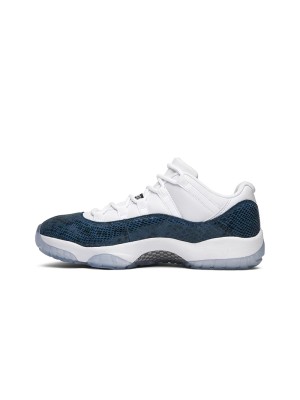 Air Jordan 11 Low "Navy Snakeskin" CD6846-102 - Premium Weißer und Marineblauer Sneaker mit Auffälligem Schlangenhaut-Detail und Eisiger Sohle