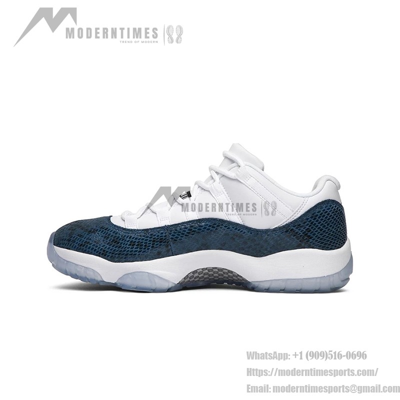 Air Jordan 11 Low "Navy Snakeskin" CD6846-102 - Premium White and Navy Sneaker with Snakeskin Detailing and Icy Sole